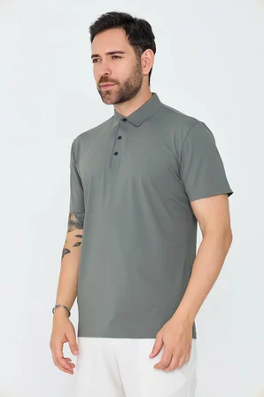 Yeşil Üç Düğmeli Erkek Polo Yaka Tişört