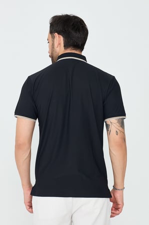 Siyah Düğmeli Polo Yaka Erkek Tişört