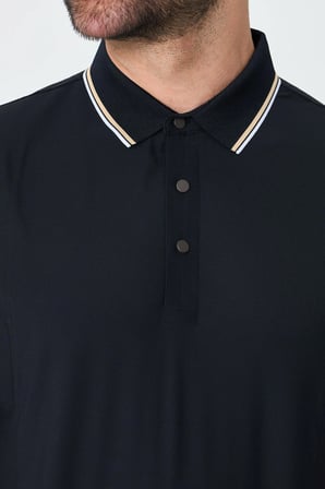 Siyah Düğmeli Polo Yaka Erkek Tişört