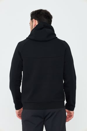 Siyah Cepli Kapüşonlu Fermuarlı Erkek Sweatshirt