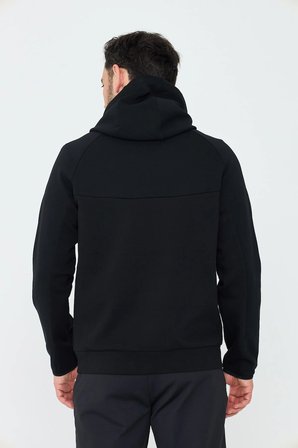 Siyah Cepli Kapüşonlu Fermuarlı Erkek Sweatshirt