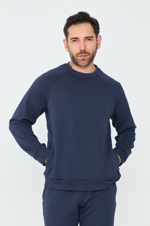 Lacivert Pamuklu Erkek Basic Sweatshirt