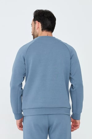 Mavi Pamuklu Erkek Basic Sweatshirt