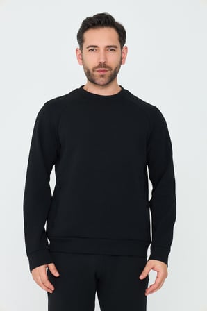 Siyah Pamuklu Erkek Basic Sweatshirt