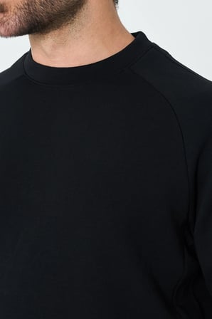 Siyah Pamuklu Erkek Basic Sweatshirt