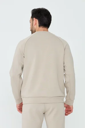 Bej Pamuklu Erkek Basic Sweatshirt