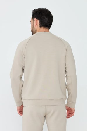 Bej Pamuklu Erkek Basic Sweatshirt