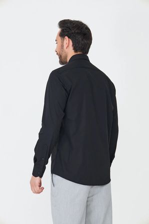 Siyah Dynamic Fit Uzun Kollu Erkek Gömlek