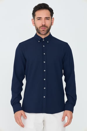 Lacivert Dynamic Fit Uzun Kollu Erkek Gömlek