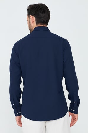 Lacivert Dynamic Fit Uzun Kollu Erkek Gömlek