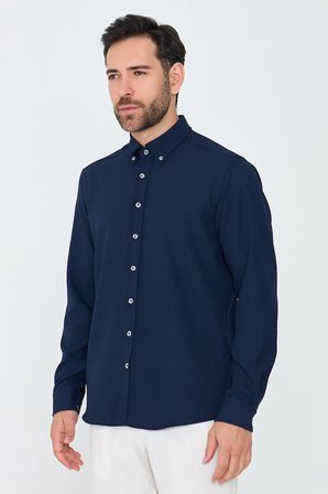 Lacivert Dynamic Fit Uzun Kollu Erkek Gömlek