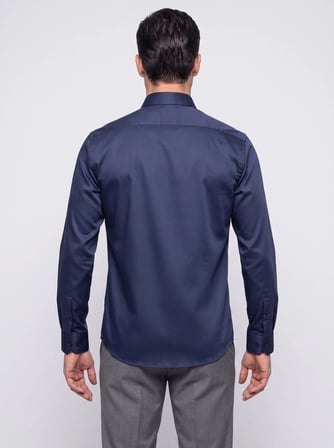 Lacivert Non-Iron Pamuklu Dynamic Fit Erkek Uzun Kollu Gömlek