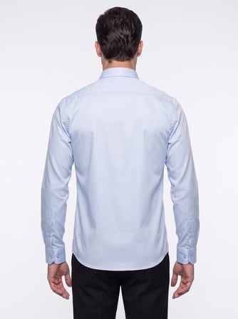 Mavi Non-Iron Pamuklu Dynamic Fit Erkek Uzun Kollu Gömlek