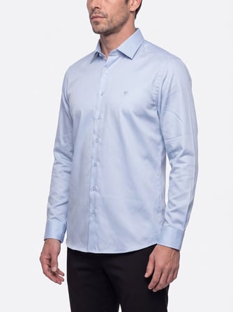 Mavi Non-Iron Pamuklu Dynamic Fit Erkek Uzun Kollu Gömlek