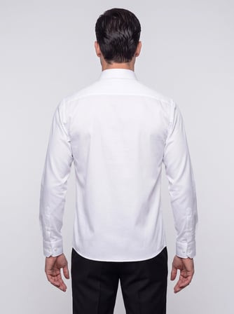 Beyaz Non-Iron Pamuklu Dynamic Fit Erkek Uzun Kollu Gömlek