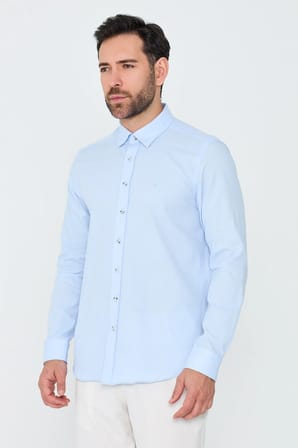 Mavi %100 Pamuk Regular Fit Erkek Uzun Kollu Gömlek