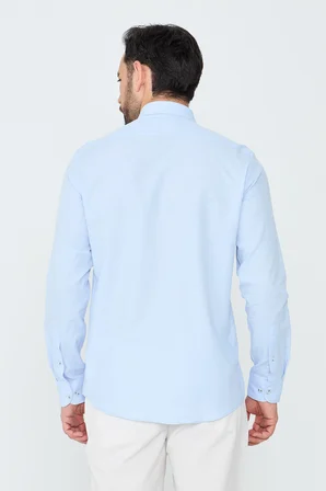 Mavi %100 Pamuk Regular Fit Erkek Uzun Kollu Gömlek