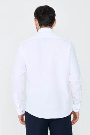 Beyaz %100 Pamuk Dynamic Fit Erkek Uzun Kollu Gömlek