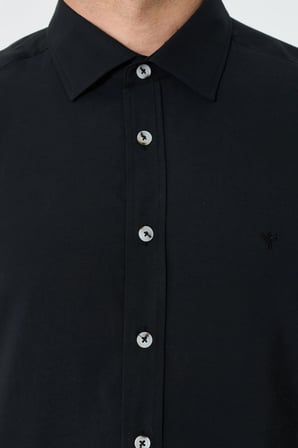 Siyah Dynamic Fit Erkek Uzun Kollu Gömlek