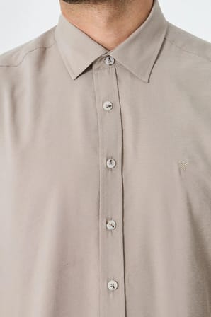 Krem Rengi Dynamic Fit Uzun Kollu Erkek Gömlek