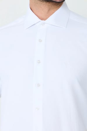 Beyaz Uzun Kollu Mikro Desenli Dynamic Fit Erkek Gömlek