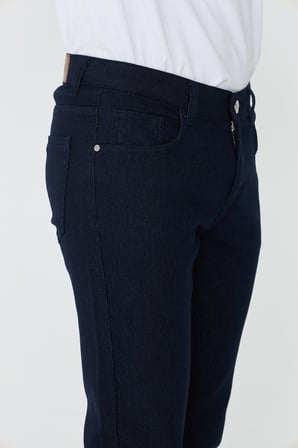 Lacivert Dynamic Fit Mikro Desenli Yazlık Kot Pantolon