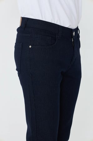 Lacivert Dynamic Fit Mikro Desenli Yazlık Kot Pantolon