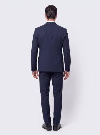 Lacivert Sivri Yaka 6 Drop Regular Fit Yelekli Erkek Takım Elbise