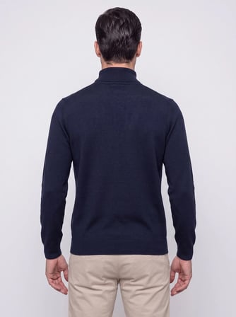 Lacivert Yarım Balıkçı Yaka Triko Erkek Kazak