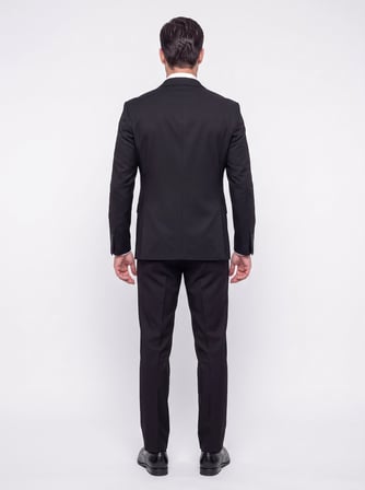 Siyah Mono Yaka 4 Drop Regular Fit Günlük Takım Elbise