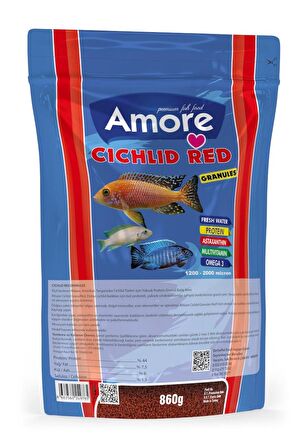 Cichlid Red Granules Malawi Amerikan Tanganyika Ciklet Yüksek Protein 860 gr Balık Yemi