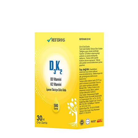 Referans Vitamin D3K2 30 ML 580 Damla