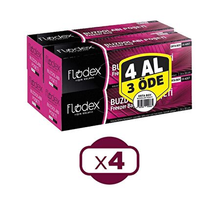 Flodex Buzdolabı Poşeti Orta Boy 20 li (24x38 cm) 4 lü x 4 Paket