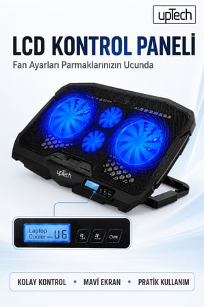 Uptech Laptop Soğutucu 4 Fanlı Lcd Kontrol Panel Ayarlanabilir Dizüstü Bilgisayar Soğutma Fanı