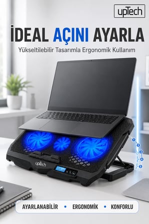 Uptech Laptop Soğutucu 4 Fanlı Lcd Kontrol Panel Ayarlanabilir Dizüstü Bilgisayar Soğutma Fanı
