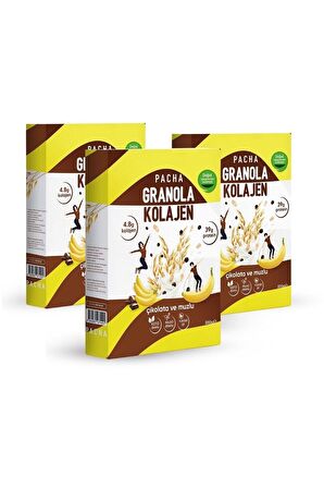 Nola | Doğal Kolajen Ve Proteinli Granola | Çikolatalı Ve Muzlu | 3’lü Paket (3 X 300G)