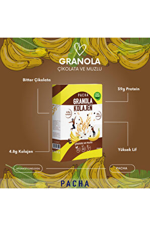 Nola | Doğal Kolajen Ve Proteinli Granola | Çikolatalı Ve Muzlu | 3’lü Paket (3 X 300G)