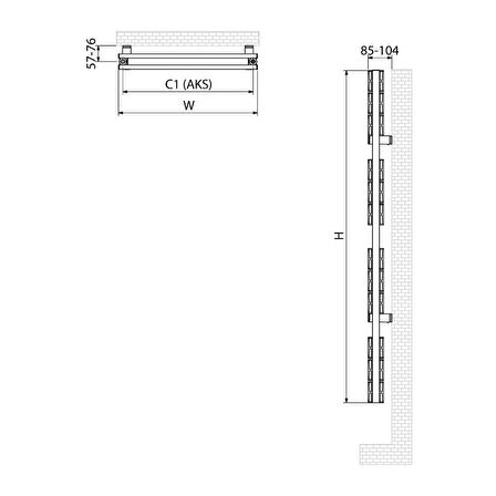 1515x500mm Bell Pazlanmaz Çelik Antrasit Havlupan