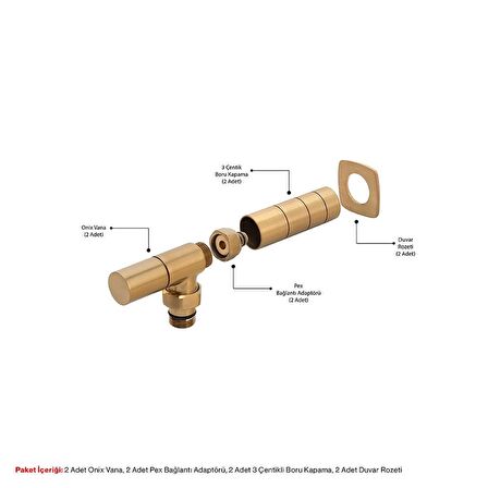 Onix Köşe Fırça Brass  Havlupan & Radyatör Vana Paketi