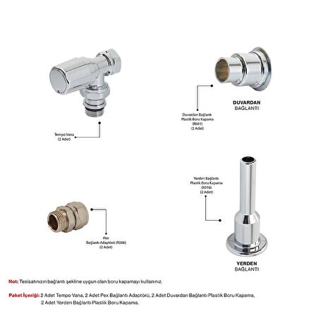 Tempo Köşe Krom Havlupan & Radyatör Vana Paketi