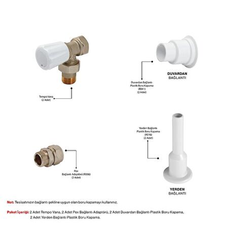 Tempo Köşe Beyaz Havlupan & Radyatör Vana Paketi