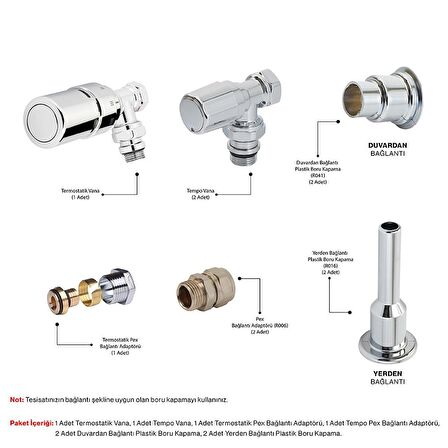 Termostatik Köşe Krom Havlupan & Radyatör Vana Paketi