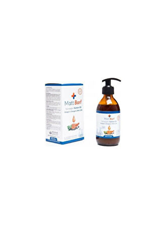 Matt Barf Kedi Köpekler Için Norveç Somon Balık Yağı Omega 3, Omega 6, DHA, EPA 250 ml