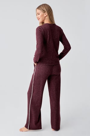Uzun Kollu Düğmeli Esnek Yumuşak Dokulu Viskoz Pijama Takım 18205