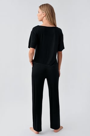 Kısa Kollu Esnek Viskoz Pijama Takım 18215