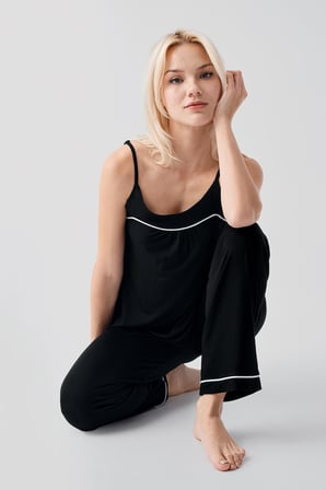 Askılı Biyeli Rahat  Esnek Likralı Viskoz Soft Pijama Takım 19215