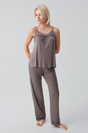Askılı Biyeli Rahat  Esnek Likralı Viskoz Soft Pijama Takım 19215