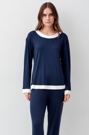 Uzun Kollu Basic Esnek Likralı Viskoz Soft Pijama Takım 18209