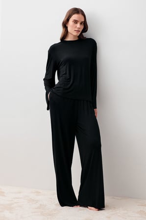 Uzun Kollu Oversize Basic Likralı Viskoz Alt Üst Takım 20210