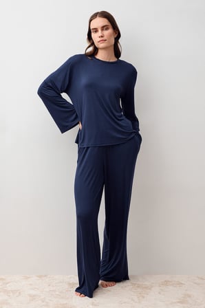 Uzun Kollu Oversize Basic Likralı Viskoz Alt Üst Takım 20210